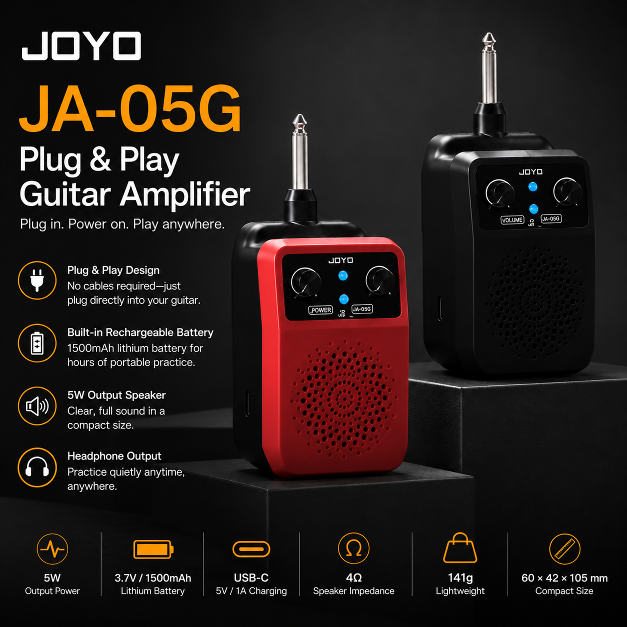 JOYO JA-05G Plug & Play Rechargeable Guitar Amplifier